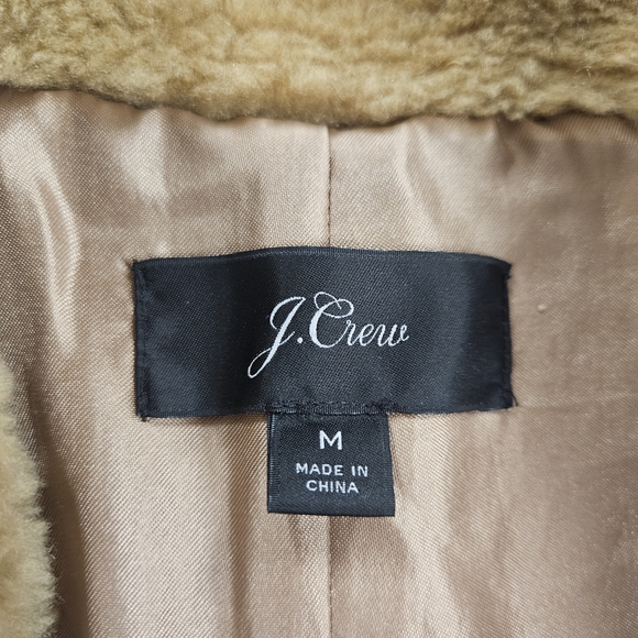 J Crew Women’s Plush Fleece Excursion Vest Size Medium Light Brown Cognac Teddy - Picture 6 of 10